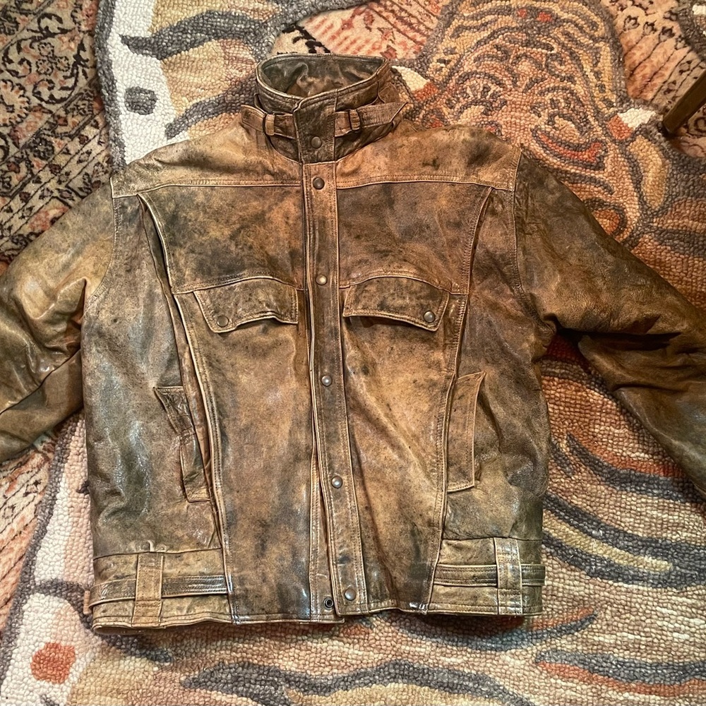 Vintage Leather Bomber/Moto Men’s Jacket Size XL